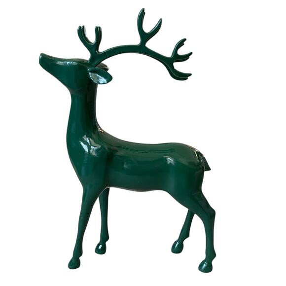 Emerald Green Standing Reindeer 13" Resin Christmas Holiday Decor New - Picture 6 of 14